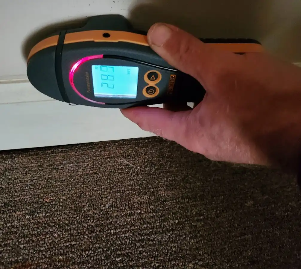 Moisture detection at baseboard during Sewage Cleanup & Sanitation in Fayetteville